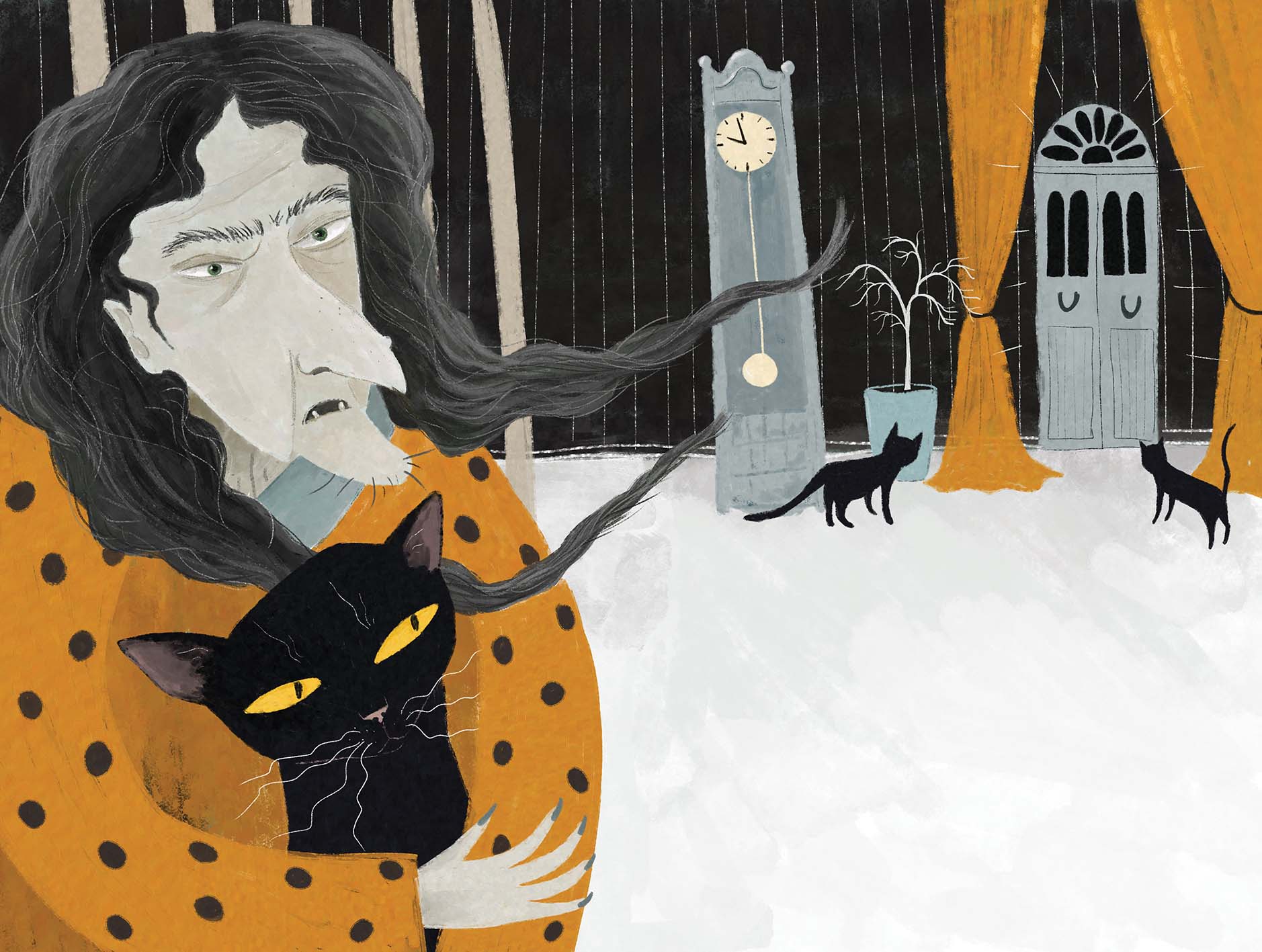 Witch and cats by Iva Dukić