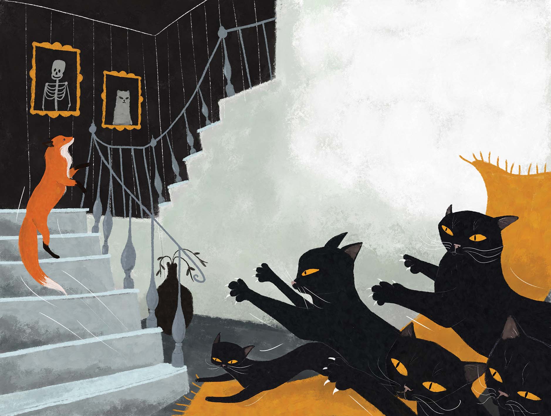 Fox running from Cats by Iva Dukić